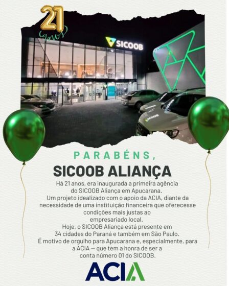 SICOOB foi criado há 21 anos com ajuda da ACIA